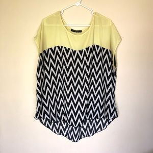 Yellow black and white top